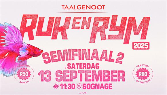 Taalgenoot-RUK EN RYM is ’n battle-of-the-bands-styl-kompetisie vir musikante wa...